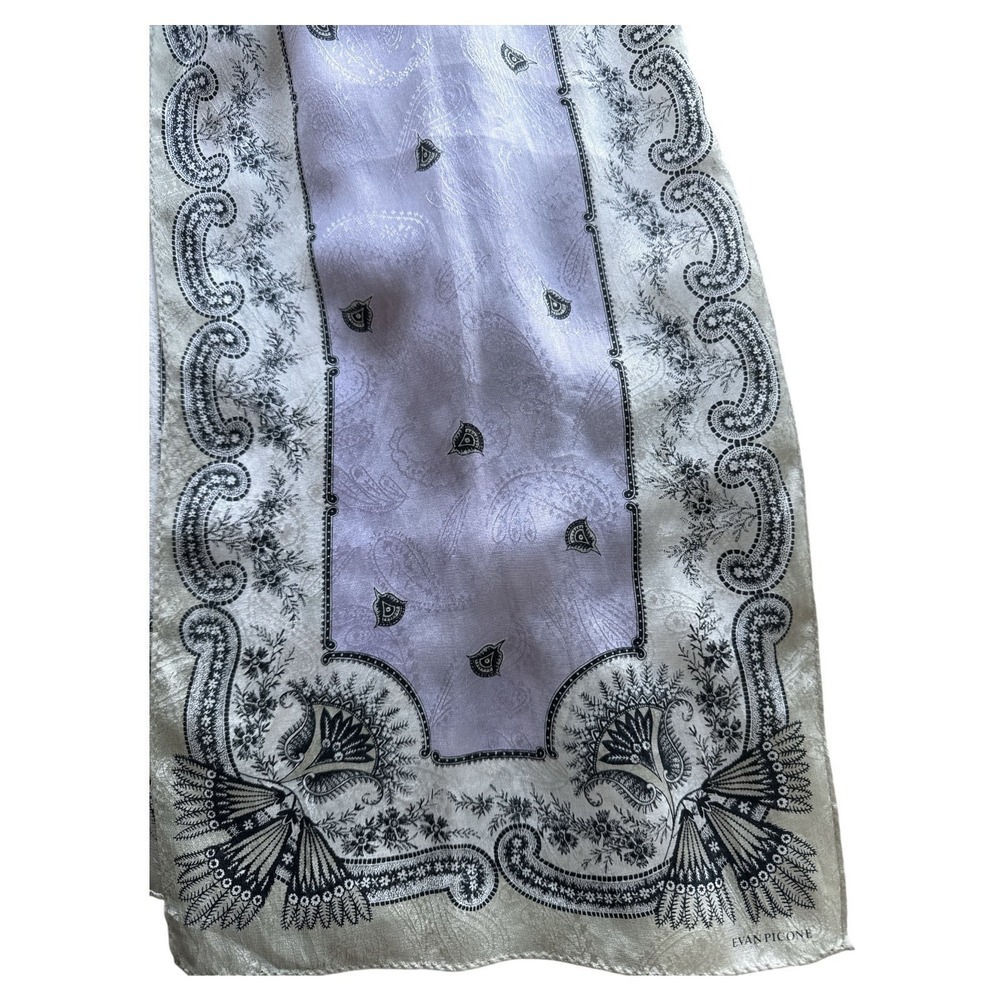Evan Picone 100% Silk Scarf Head Tie Neck Floral Vintage 80's 90's Rolled Edge - Picture 3 of 4